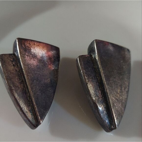 Sterling Silver 925 Vintage Clip On Earrings Large 3D Puff - Picture 6 of 14